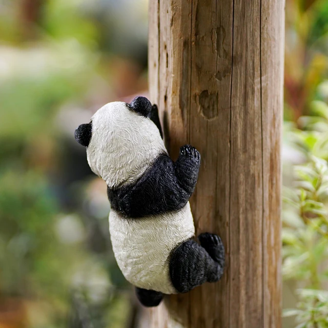 Kreatív Aranyos Panda Fa Függő Díszek Gyanta Szobor Tereprendezés Állati Szobrászat Telepít - Image 2