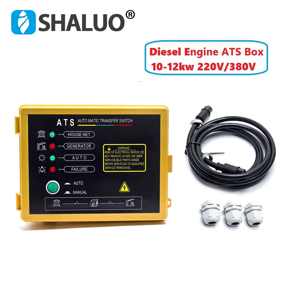 תיבת בקרה אוטומטית למנוע דיזל 5Pin 10KW 12KW עם מתג העברה ידני להתחלה וכיבוי אוטומטי של מחולל פאנל בקרה 220V 380V