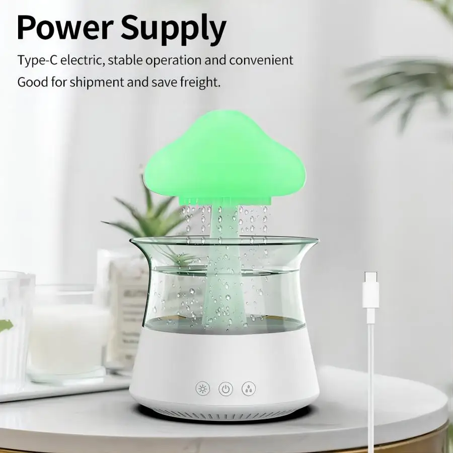 Machine d'aromathérapie à ultrasons, diffuseur de pluie, humidificateur, lampe colorée, atomisation, goutte de pluie, nuage relaxant