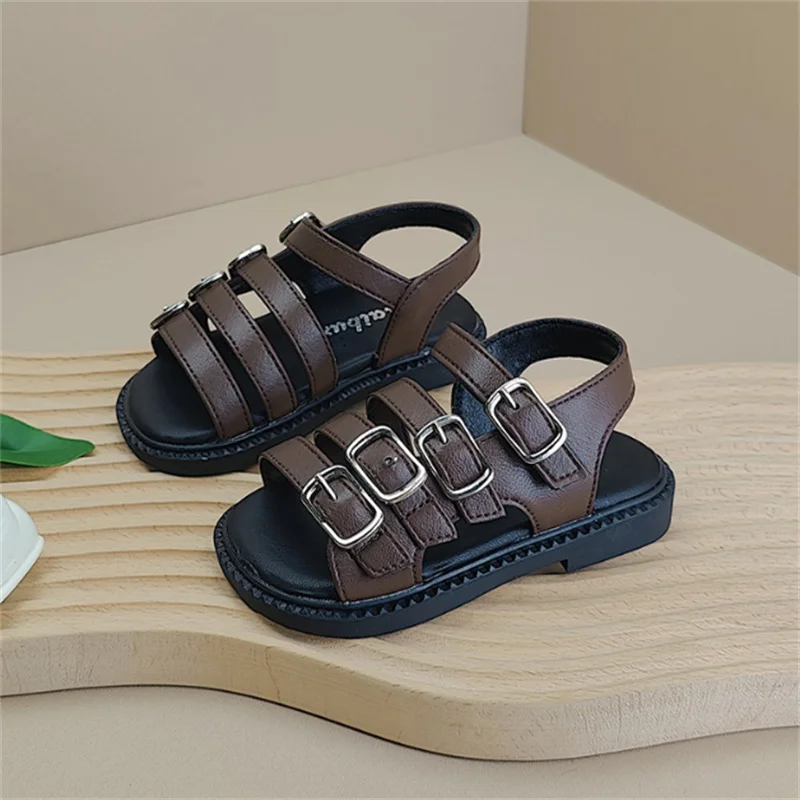 New Summer Baby Shoes Leather Buckle Design Boys Shoes Non-slip Fashion Toddler Kids Girls Sandals