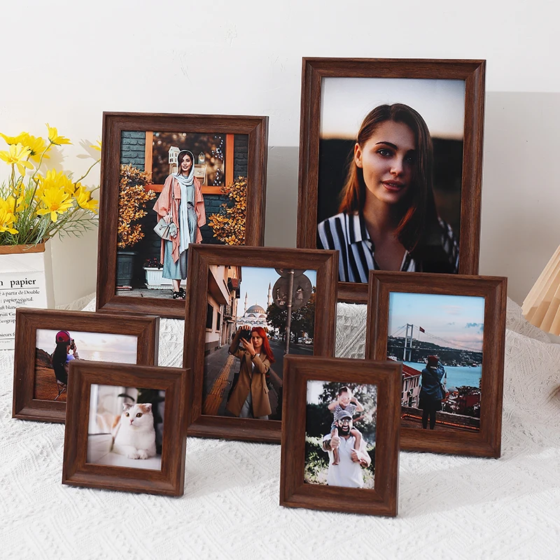 1pc deep walnut color plastic photo frame Nordic retro personality small photo frame table 4 "5" 6 "7" 8 10 "A4 photo frame