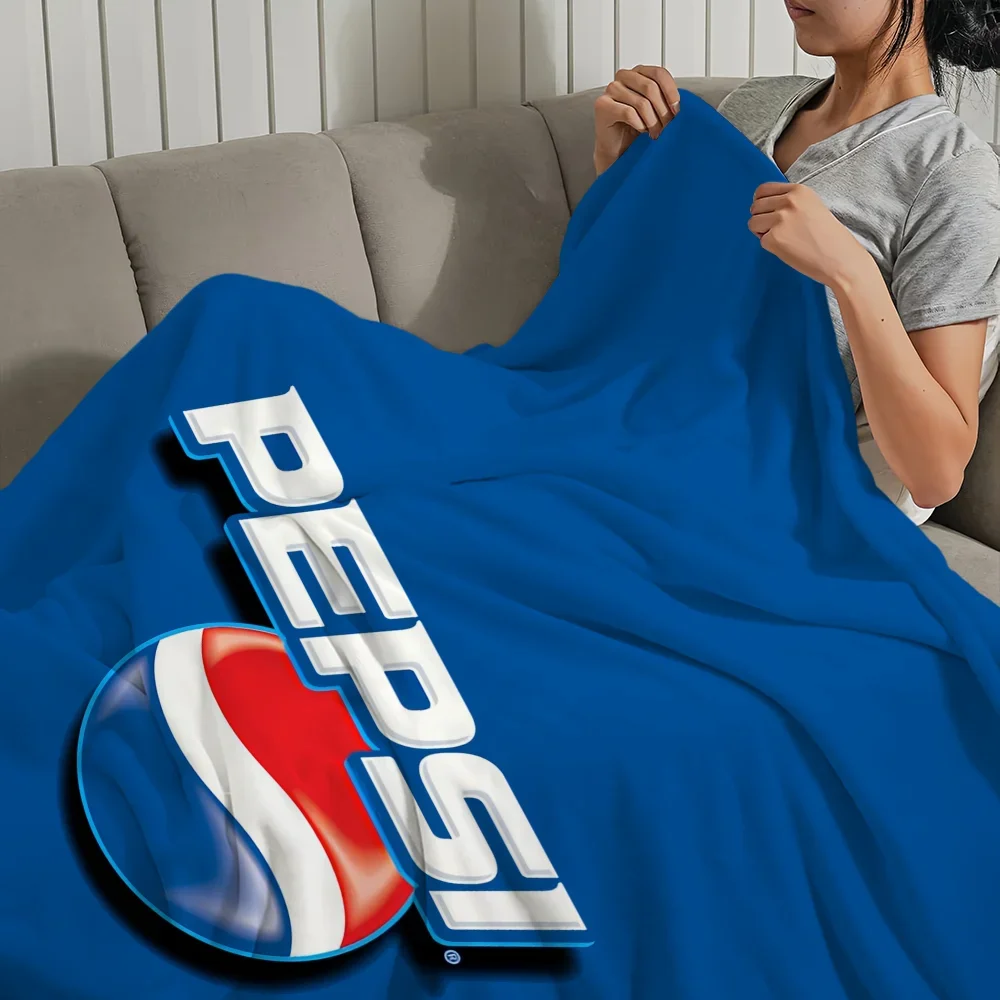 Fashion Art P-pepsi C-cola Logo Blanket Plush Nap Sofa rug for Living Room Warm Office Bedroom Birthday Home Travel Kid Gifts 6