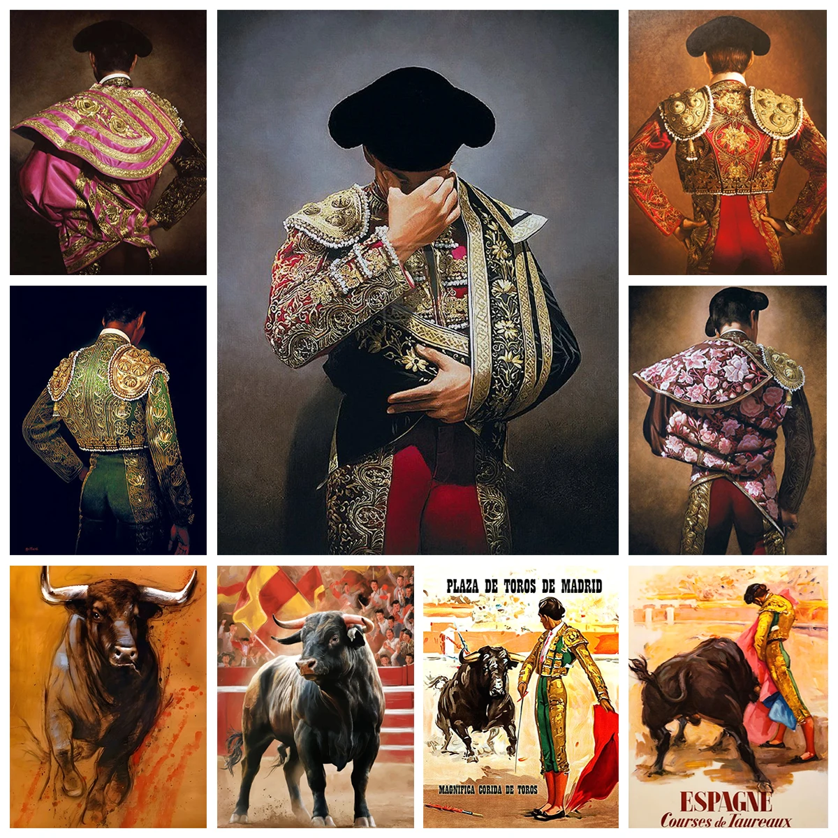 Spanish Bullfighter Diy Diamond Painting Bullfight Bull Picture Diamond Embroidery Mosaic Oil Painting Handmade Home Decor diamond painting