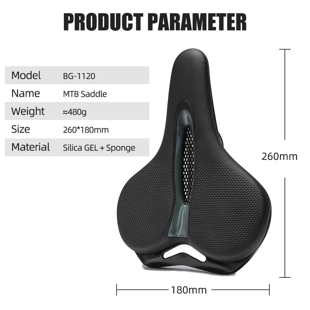 MTB Bike Saddle Breathable Big Butt Cushion Leather Surface Seat Mountain Bicycle Shock Absorbing Hollow Cushion Accessories bicycle saddle bicycle seat cushion bike riding cushion