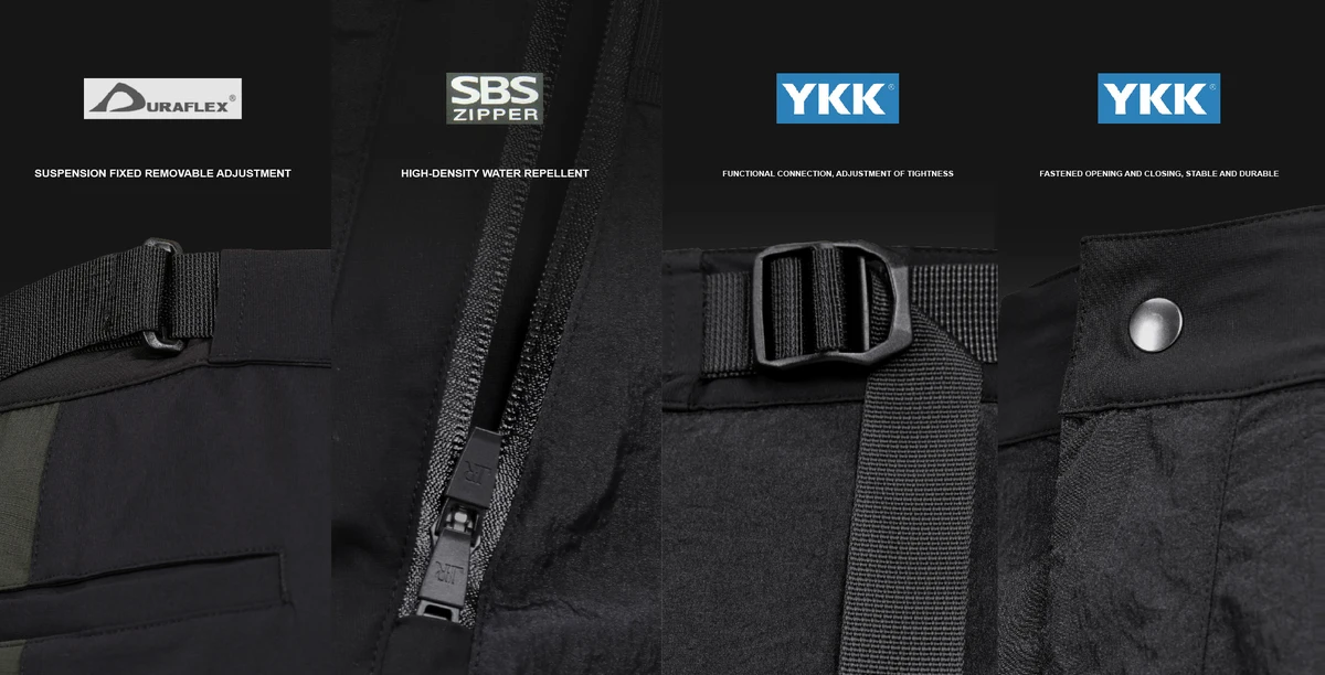 Reindee Lusion 21aw double shape zipper waterproof pants side molle waist adjustment stitching materials techwear gorpcore