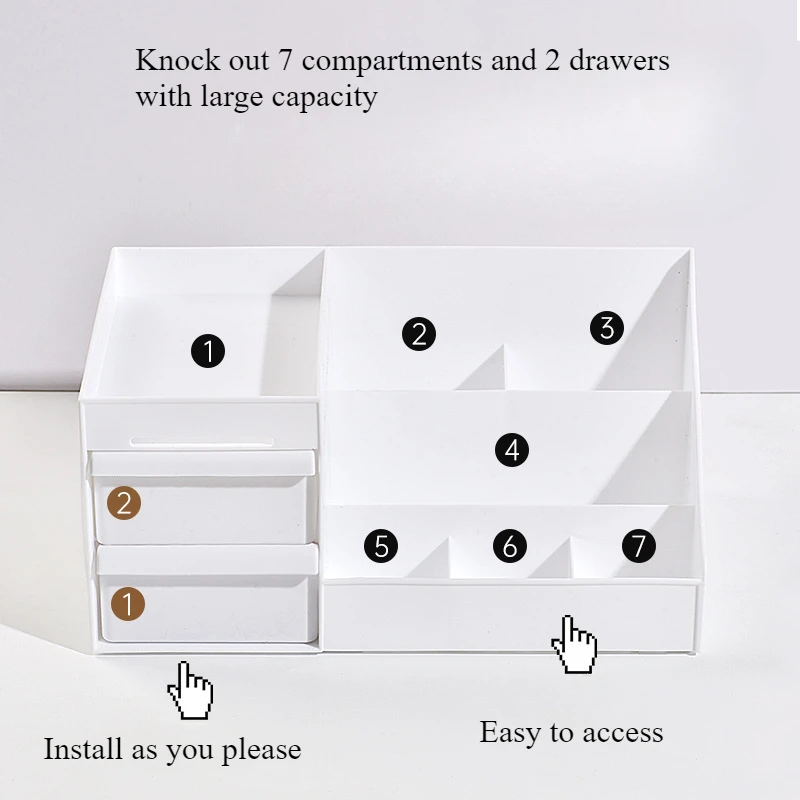 Women Makeup Box Drawer Storage Pp Cosmetics Organizer For Bedroom Countertop