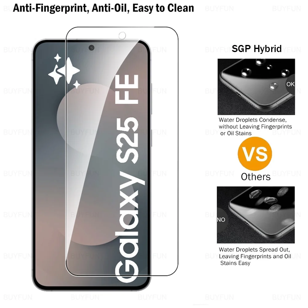 2 pezzi protezione schermo in vetro temperato per Samsung Galaxy S25 FE 5G vetro schermo SamsungS25FE GalaxyS25FE S25FE S 25 F E 2025 pellicola - immagine 3