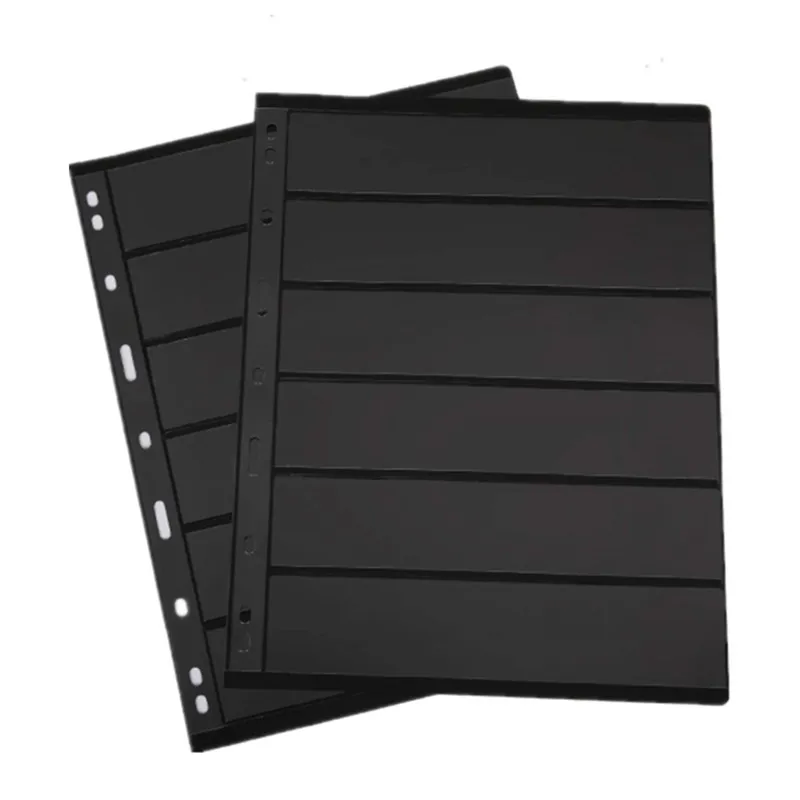 Stamp Album Inners Coin Stamp Holders 10pcs/Lot Stamp Album Collection Refill Pages 4 5 6 7 Lines Grid Acid Free Stamp Holder Sheets Black Clear Money Banknote Page