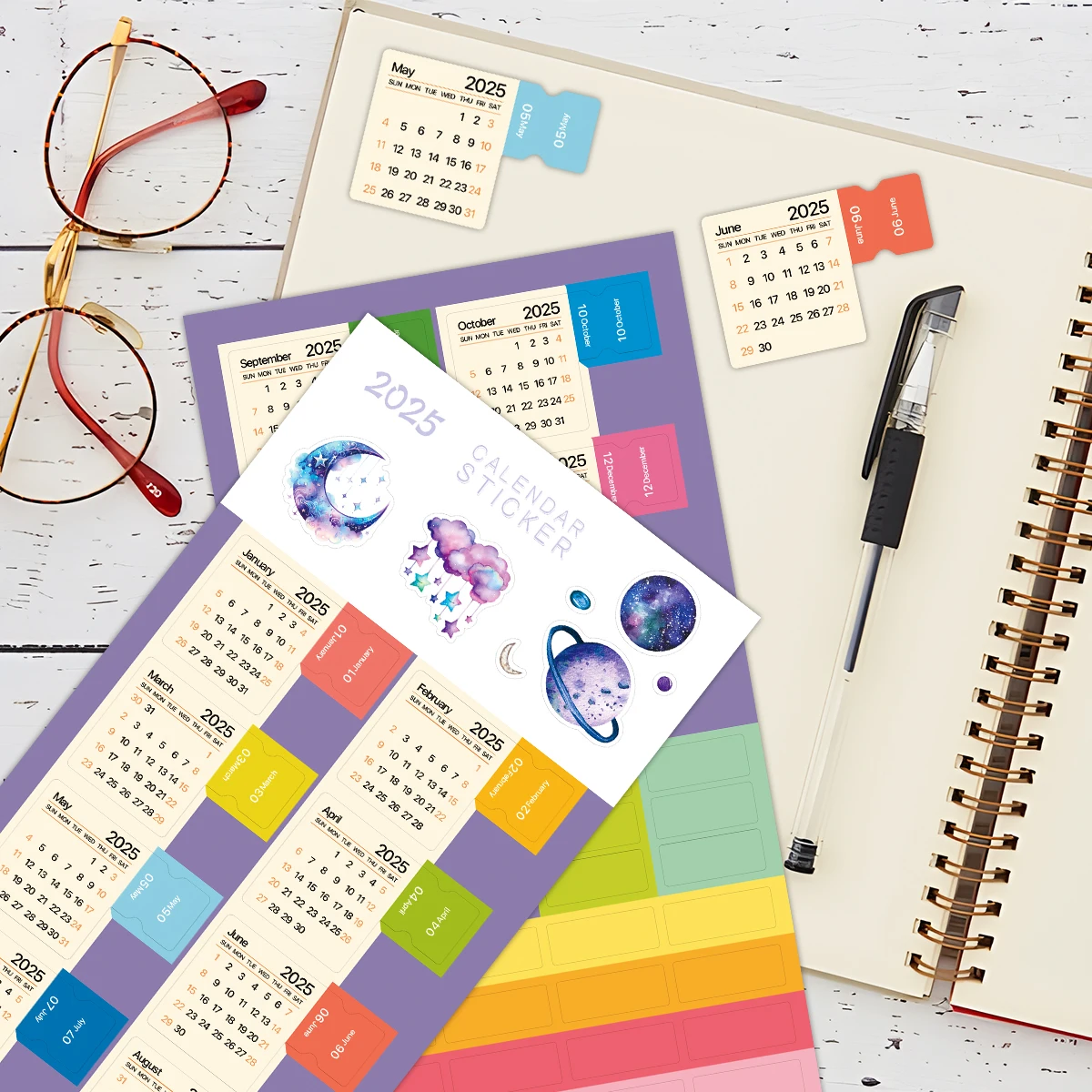Calendar Stickers 2Sheets Monthly Index Tabs For Your Planner or Diary Decorative Planner Sticker For Notebook DIY Crafts