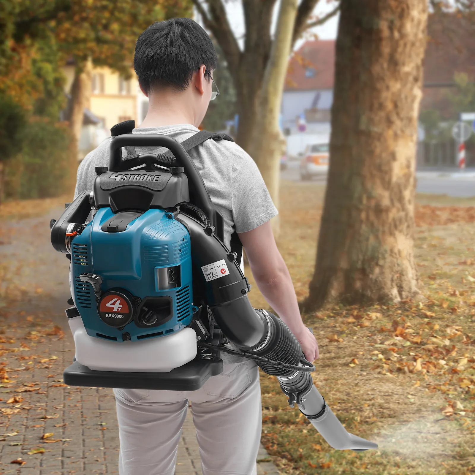 4 Stroke Gasoline Leaf Blower 75.6CC Backpack Cordless Gasoline Engine Leaf Blower for Yard Garden Lawn Care and Street Cleaning 4