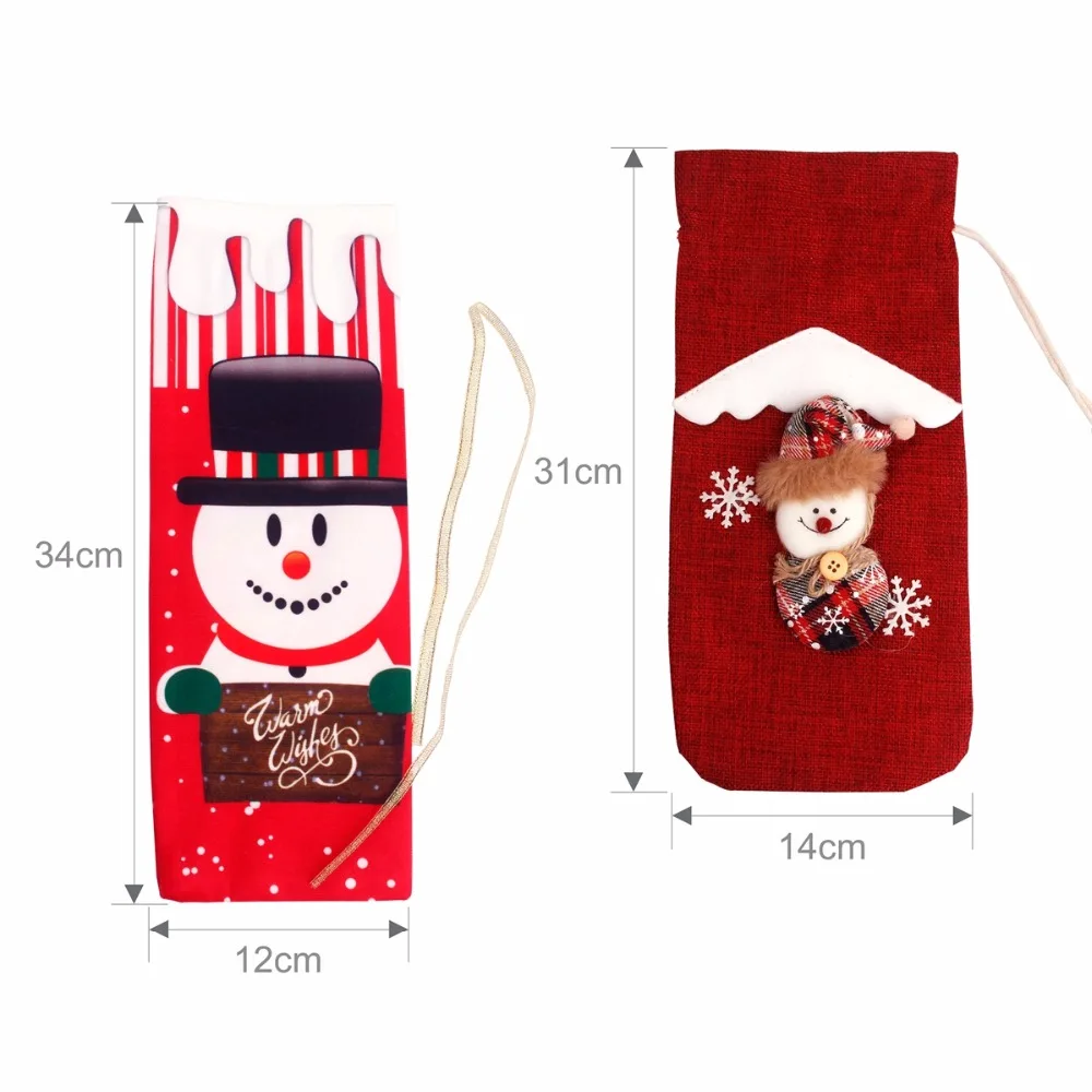 FengRise Christmas Wine Bottle Decoration Santa Claus Bottle Cover Christmas Stockings Gift Holders Xmas Tableware New Year Gift christmas stockings