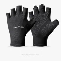 Breathable Anti-Slip Unisex Fingerless Fitness Gloves - M (Black)