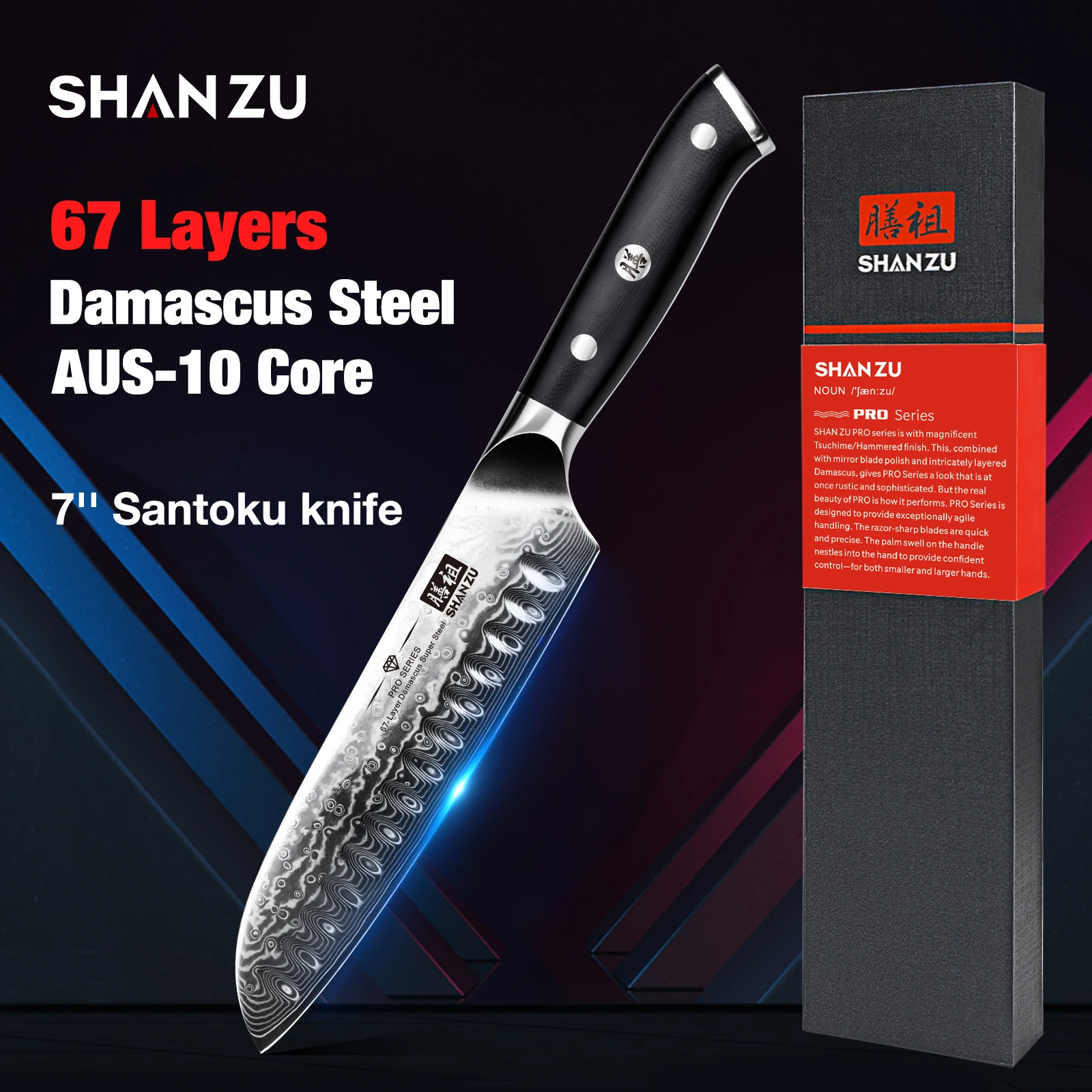SHANZU Santoku Kitchen Knives, Damascus Stainless Steel, Ergonomic  Fiberglass, G10 Handle, Best Sharp High-Carbon Knives, 7 - AliExpress
