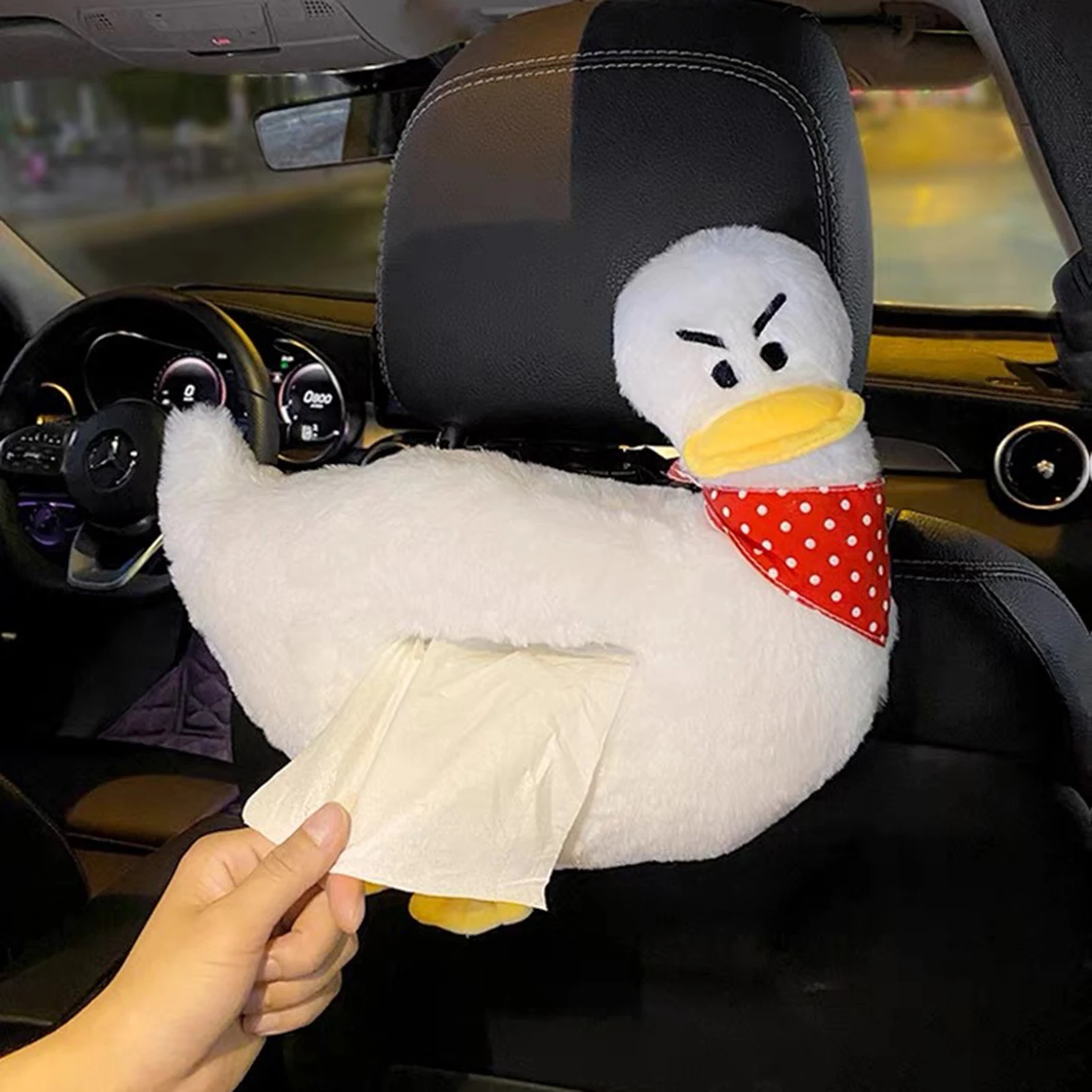 Plush Tissue Holder Cartoon Tissue Cover Hangable Car Plush Cover Paper Holder Napkin Box For Car Home Bathroom Kitc