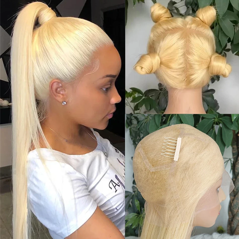 HD Transparent 613 Full Lace Wigs For Women Human Hair Straight 13x6 Lace Frontal Wigs PrePlucked Glueless Remy Front Wig
