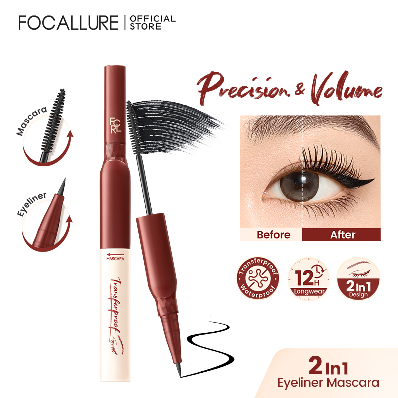 ï»¿FOCALLURE 2 In 1 High Pigment Liquid Eyeliner Waterproof Black Mascara Eyelash Extension Eye Liner Pen Makeup Beauty Cosmetics