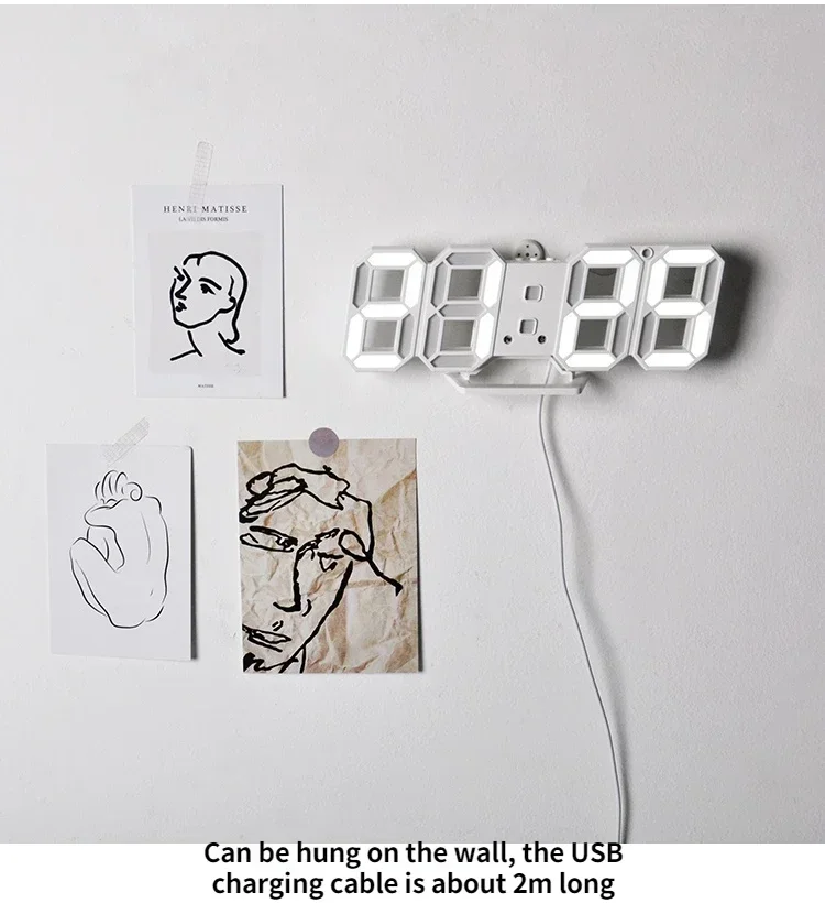 Description Picture 4 of itemInterior Table Clock Watches Wall Table Decoration & Accessories Digital Desk Clock Decor Living Room Bedroom Led Alarm Home