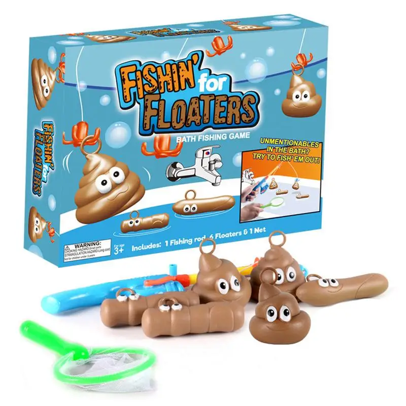 

Fishing Games For Bath Funny Cartoon Poop Shape Fishing Toy With Rod And Net Tricky Fishing Toys Set For Bathtub Boys Girls