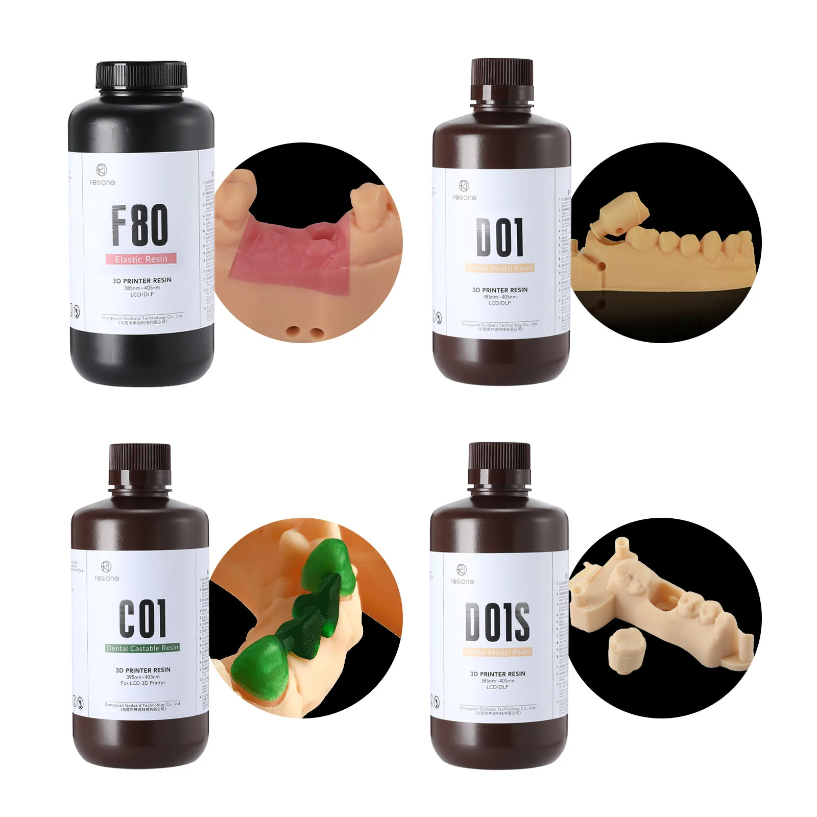 Resione Elastic Dental Model Resin Liquid Dental Casting 3D Printer Resin For Elegoo Anycubic