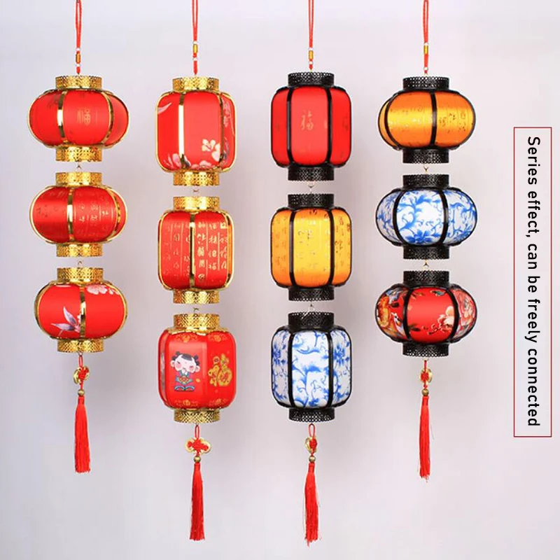 Retro Style Portable Blossom Flower Light Lamp DIY Chinese Lantern Palace Glowing Lanterns For Mid-Autumn Festival Party Decor