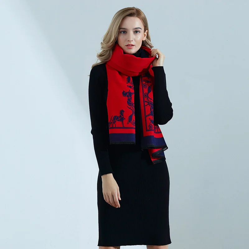 Cashmere Scarf High-quality Ladies Autumn Winter Fashion Carriage Print Thick Long Cashmere Scarf Shawl Women Wraps