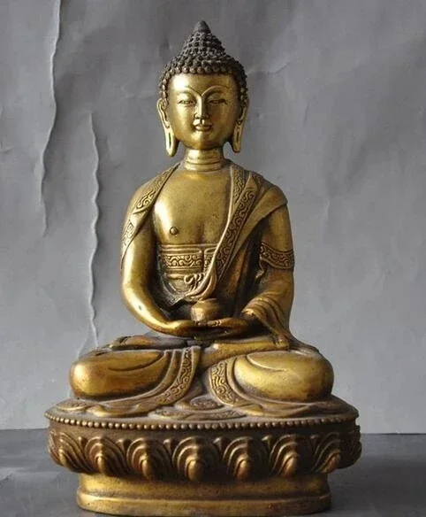 

Buddha Tibet Kuno Pengobatan Emas Perunggu Buddha Sakyamuni Patung Shakyamuni