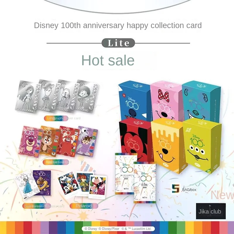 재미있는 디즈니 100 주년 기념 컬렉션 카드 라이트 필름 주변 카드 상자, 종이 취미 어린이 선물 장난감