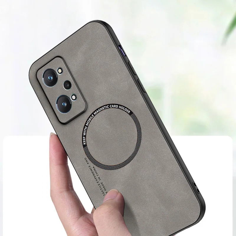 Magsafe Oppo Realme C11 C21Y C31 C33 C55 GT Neo 5 3 3T 2 8 9 10 11 Pro Plus 빈티지 커버 용 자기 양 가죽 소프트 케이스