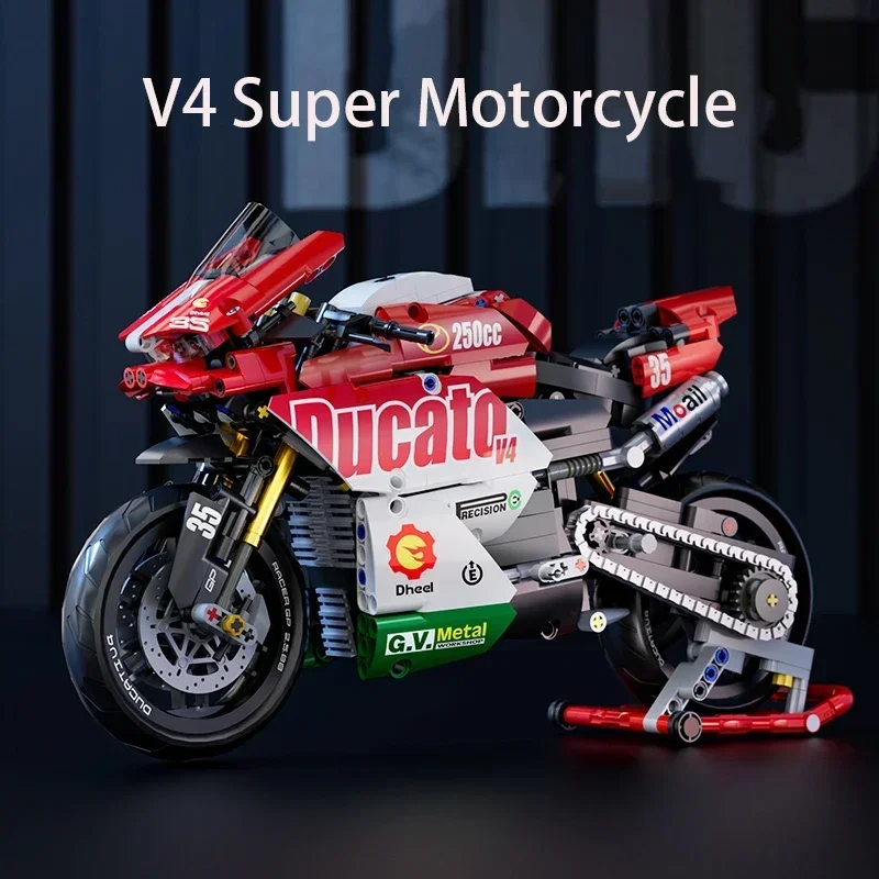 Building Block Toy Assemble Toy 863Pcs Technical Classic 1:8 Motorbike Building Model Blocks Moto Road Racer Bricks Birthday Gifts Toys
