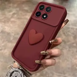 Curly Love Heart Shockproof Bumper Cover s for POCO F8Ultra 5G (Wine)