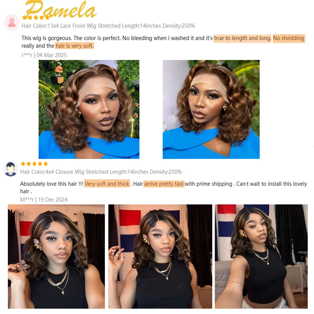 Blonde Bob Wig Human Hair 100% Loose Deep Wave Short Ombre 4 27 Brown Colored Lace Front Glueless Wigs Human Hair Ready To Wear