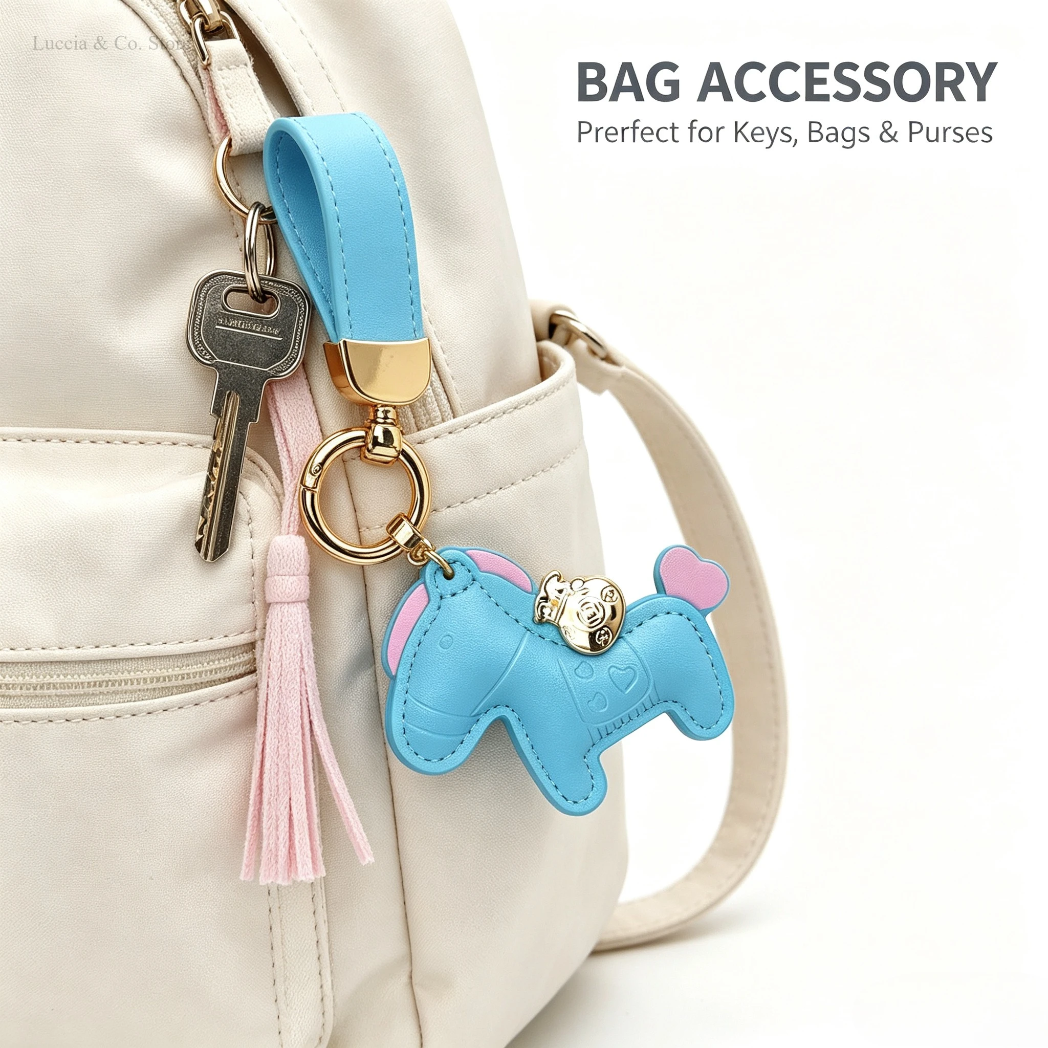 Elegant Leather Cartoon Pony Keychain Pendant, Mini Horse Bag Charm and Stylish Holiday Gift