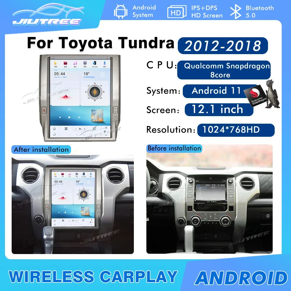 

Carplay HD Tesla Screen Android Car GPS Multimedia Player For Toyota Tundra 2014 2015 2016 2017 2018 2019 Radio Stereo Head Unit