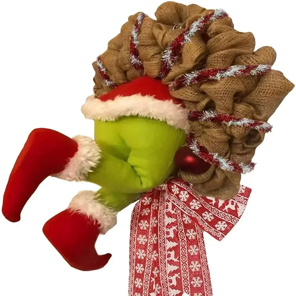 Thief Burlap Stealer Cotton Linen Christmas Design Garlands Pendent Hanging Ornament Home Front Door Wreath Hoop Xmas Decoration