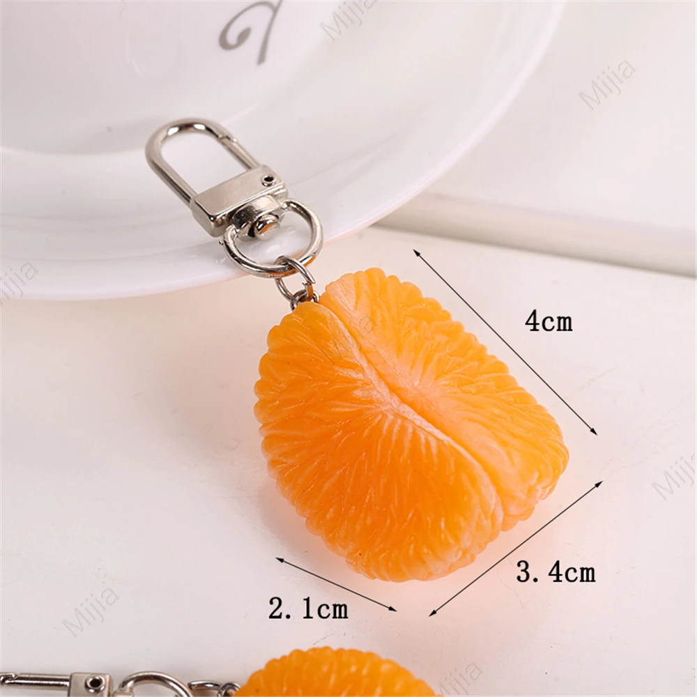 Simulated Orange Petal Keychain PVC Fruit Pulp Key Chains Bag Hanging Decoration DIY Jewelry Girl Party Cute Gift