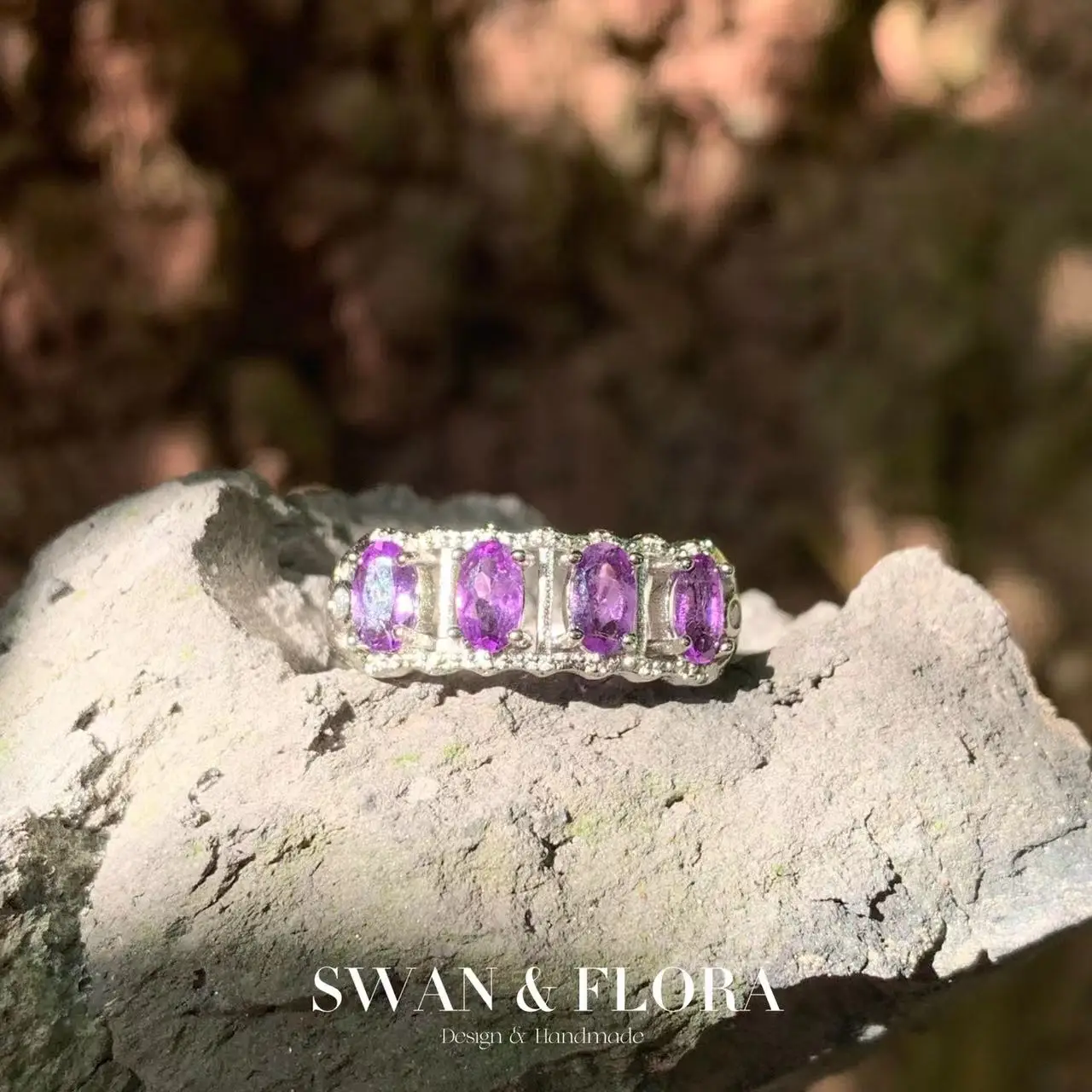 

MM Natural Amethyst Ring Adjustable Female Ring Jewelry for Women Gift Wholesale High Quality Vintage Fine