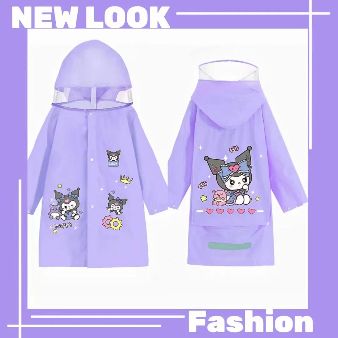 

Lovely Sanrio Kuromi Pochacco Kids Cartoon Raincoat Waterproof Rain Coat Girl Boy Camping Waterproof Rainwear