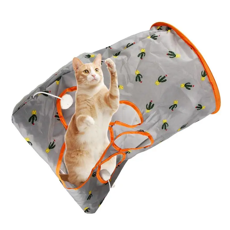 

Cat Tunnel Extensible Collapsible Tube Toy With Furry Ball Interactive Tunnel Bored Play Tube Toy Pet Stuff Supplies & Training