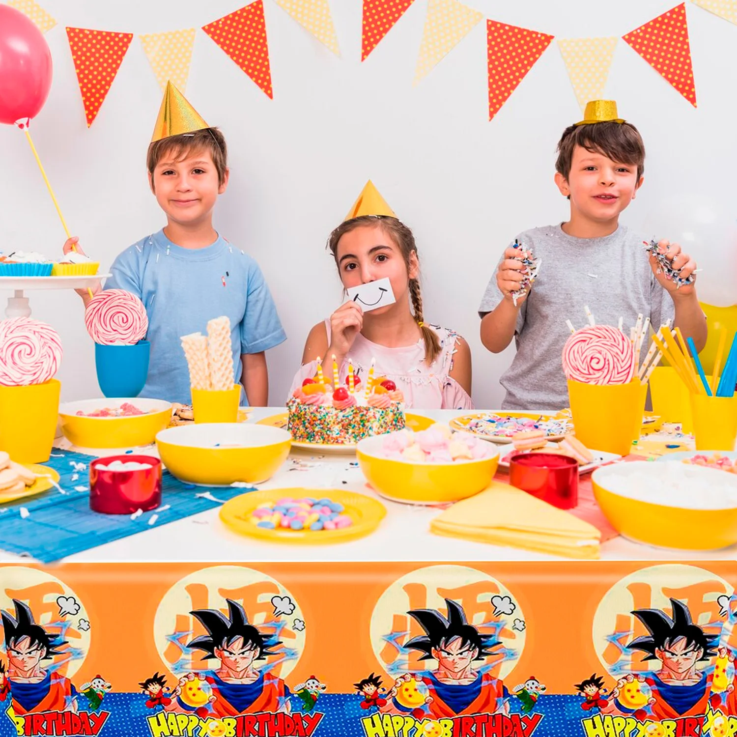 Drangon Ball  Birthday Party Supplies-Drangon Ball Tablecloth,3pcs Drangon Ball Table Cover 42.5"x70.8",for Boys Kids party. 4
