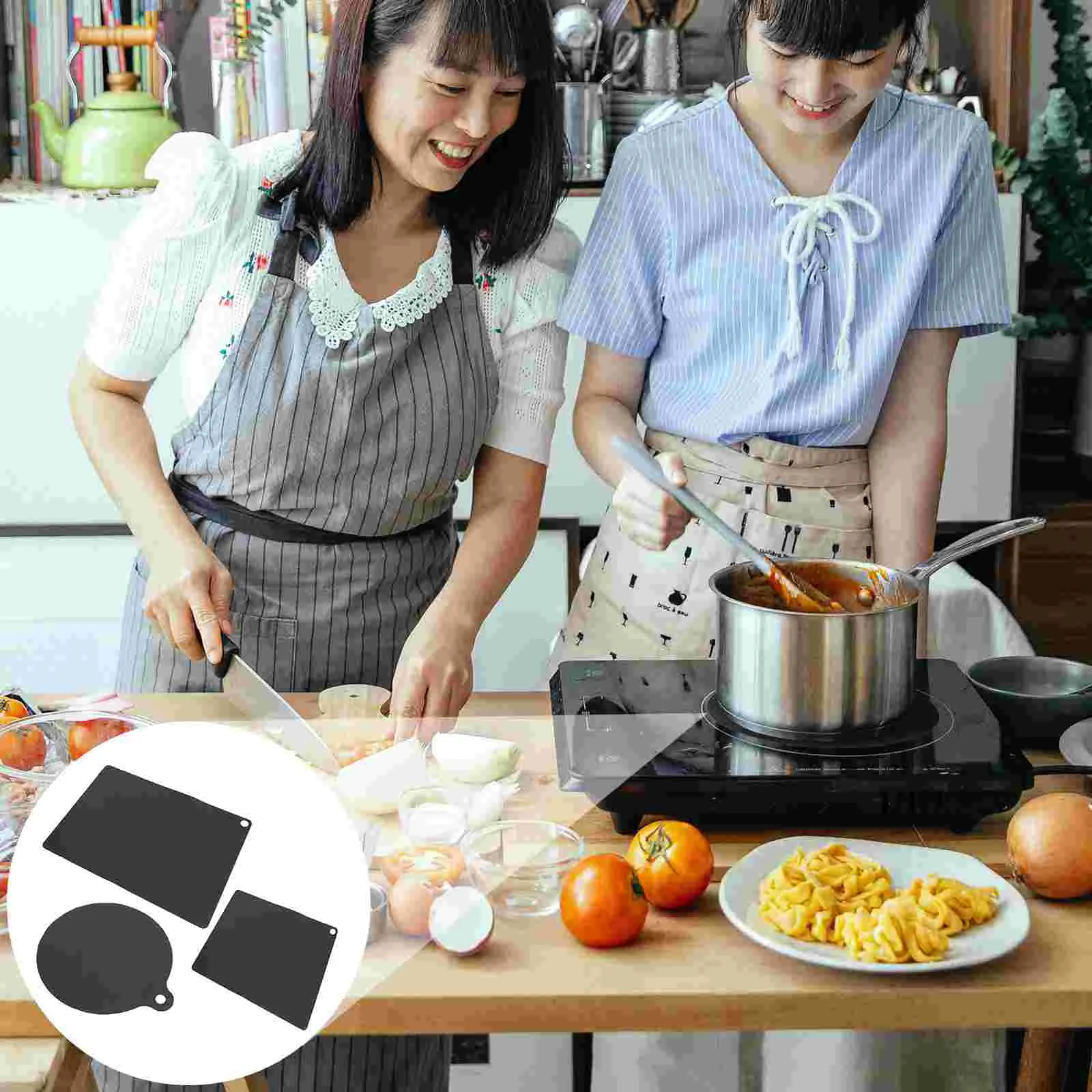 

3 Pcs Induction Cooker Silicone Mat Anti-slip Stove Countertop Silica Gel Heat-resistant Pad Cooktop