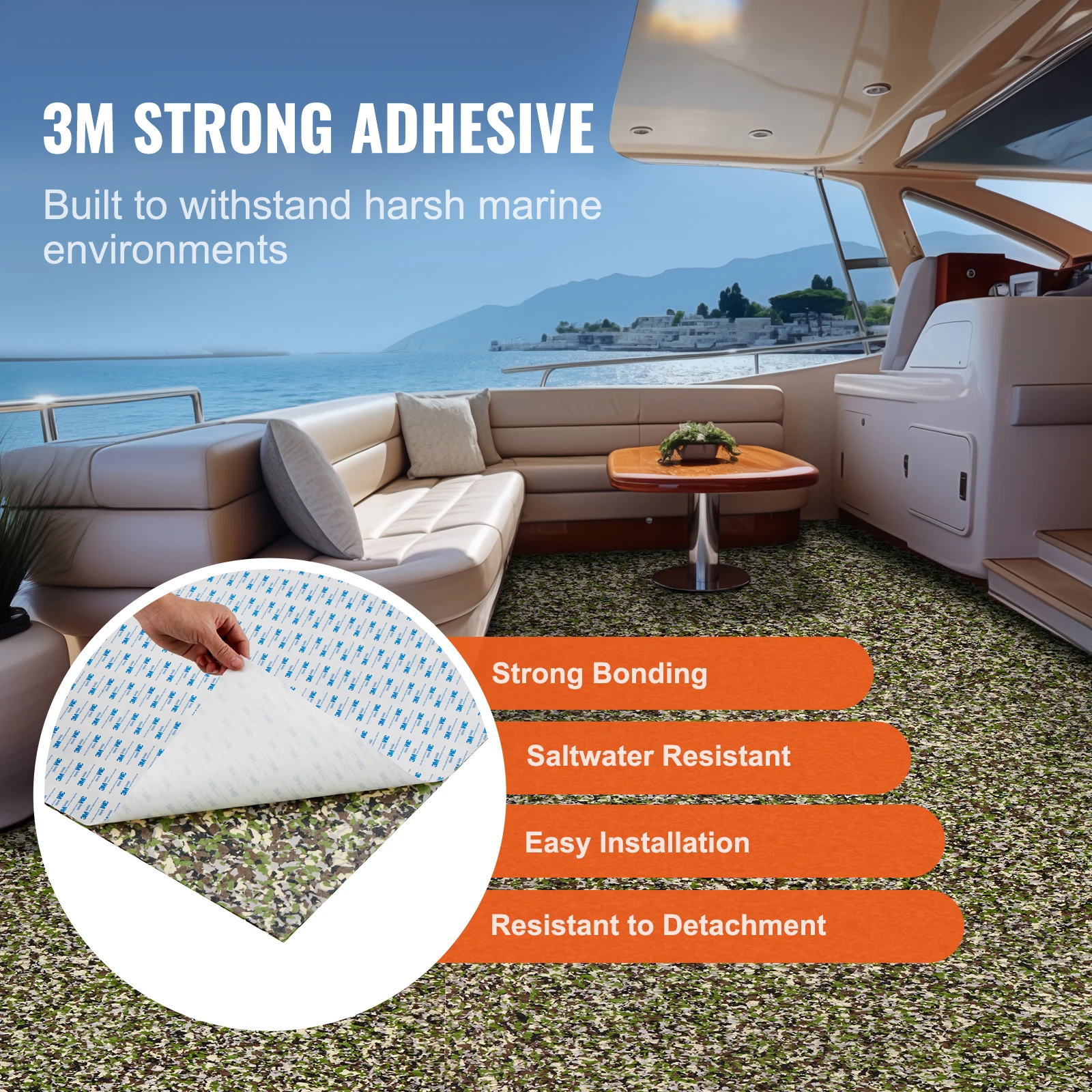 VEVOR Boat Flooring EVA Foam Boat Decking 94.5" x 23.6" Non-Slip Self-Adhesive Flooring  31.1 sq.ft 2 Rolls of Marine Carpet