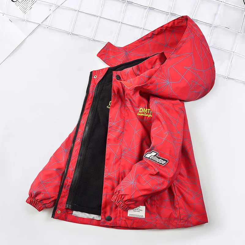 Boys' Jackets Medium and Older Children's Thickened Jackets Autumn Clothes New Children's Clothing Removable Windproof