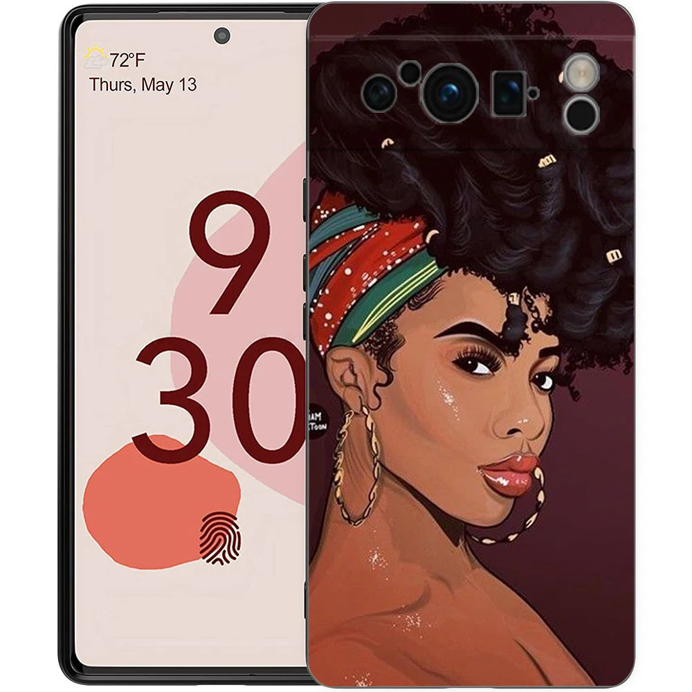 Chic Black Girl Art Phone Case - Shockproof Silicone Cover
