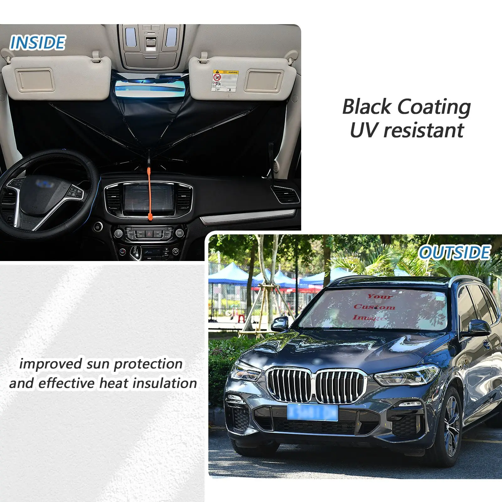 Custom Car parasol Car Windshield Cover UV Protection Sun Shade Front Window Interior Protection Folding umbrella New 2022