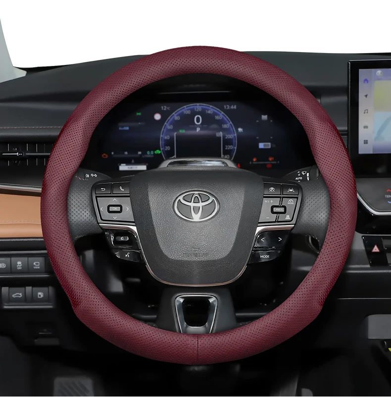 Für Toyota 37–38,5 cm runde Lenkradabdeckung, ultradünnes Mikrofaser-Leder, CHR RAV4 Yaris Auris Corolla Avensis Camry Sienna – Detail 17