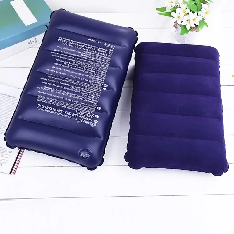 Foldable Pillow Outdoor Travel Sleep Pillow Air Inflatable Portable Break Rest Pillow Blue 4