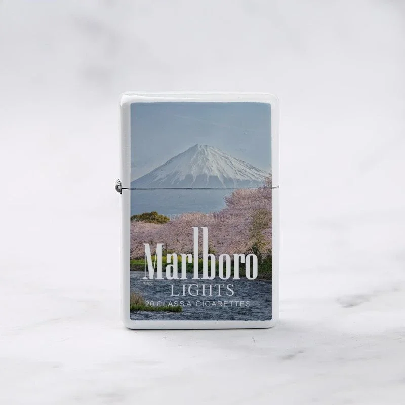 Marlboro Creative and Personalized Grinding Wheel Kerosene Lighter Gift Box World-famous Scenic Spots Men's Gift Wholesale