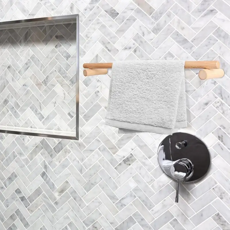 Wall-mounted Wooden Towel Rack Bath Towel Bar Hanger Bathroom Hanging Holder For Home Kitchen Storage Self