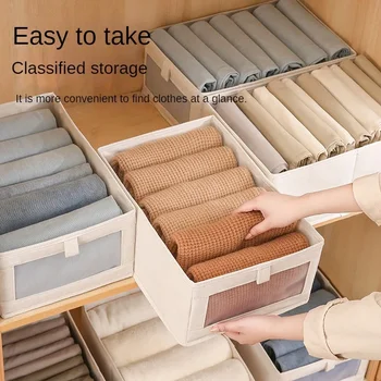 Organizzatori visibili per guardaroba, cassetti per armadietti, scatole portaoggetti per vestiti, magliette, jeans, biancheria intima, pantaloni, scatole portaoggetti 1