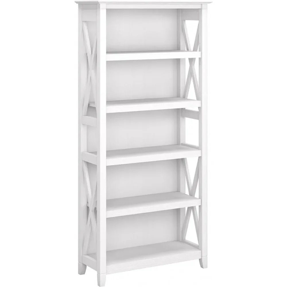 Living Room Book Shelf Key West Bookcase Shelf Open Bookcase in Pure White Oak Farmhouse Display Cabinet for Library Bedroom images - 6